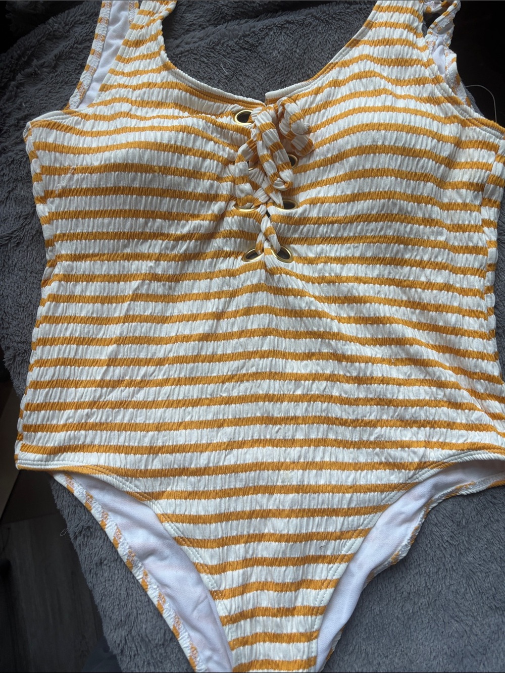 California Waves Yellow and White Striped One-Piece Swimsuit